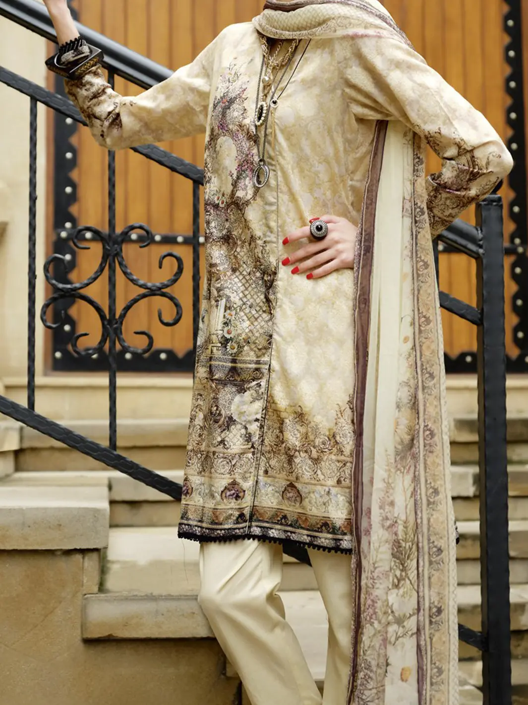 Natural Jacquard 3Pc Unstitched - Alp-680 1
