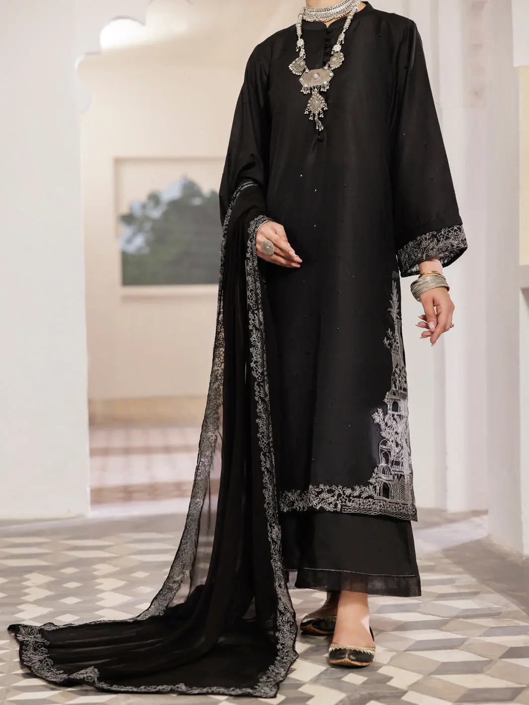 Black Yarn Dyed 3Pc Stitched - Awp-3Ps-683 1