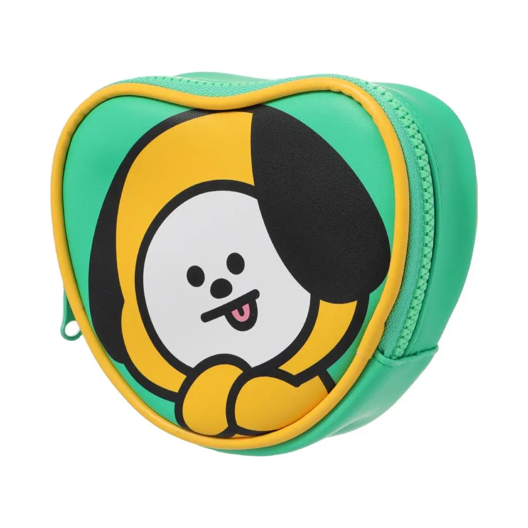 Bt21 Collection Contrast Color Heart Shape Coin Purse(Green,Chimmy) 1