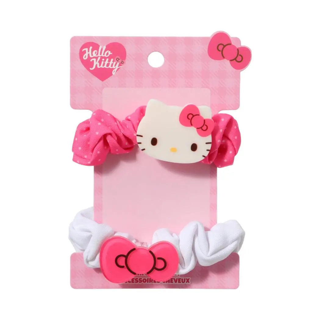 Sanrio Characters Pink Hair Scrunchies (2 Pcs)(Hello Kitty) 1
