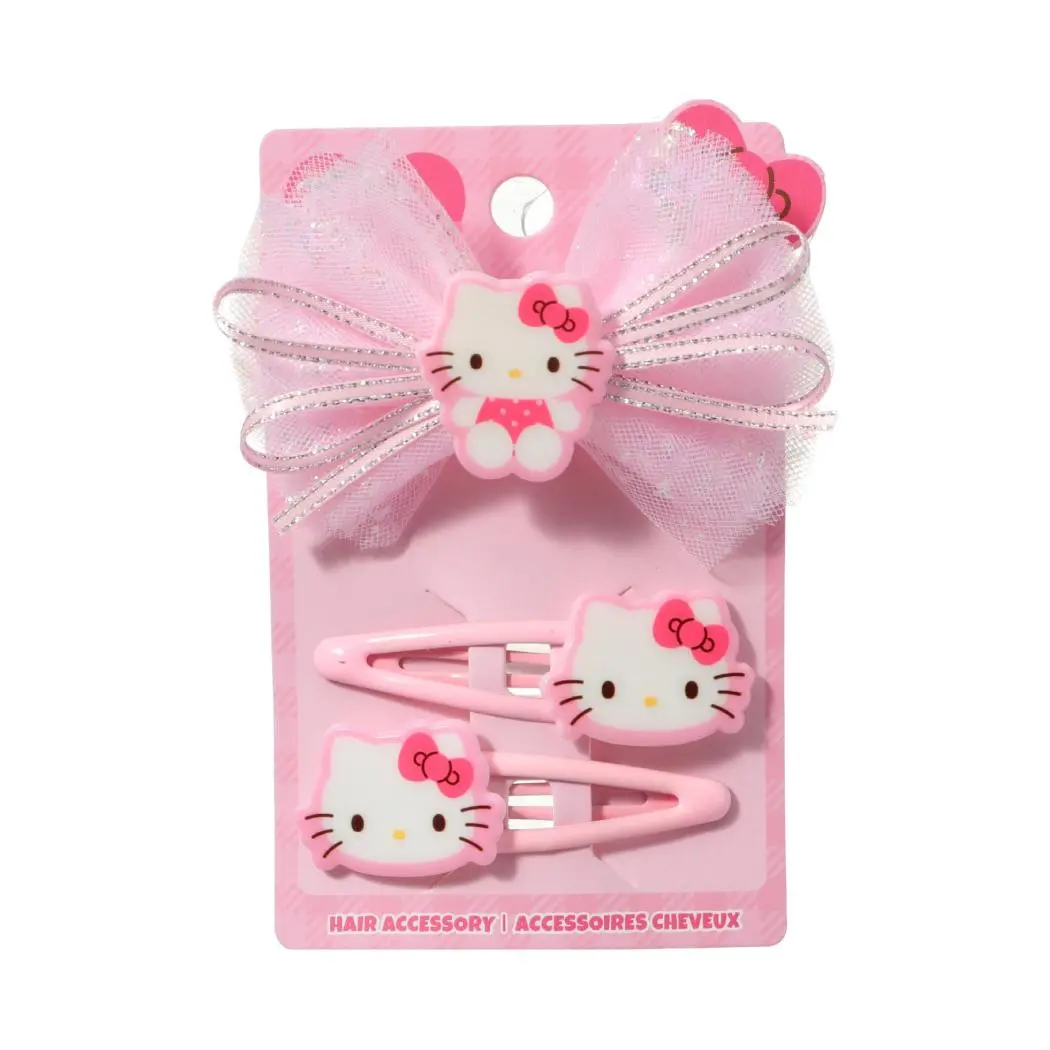 Sanrio Characters Pink Collection Hair Accessories Kit (3 Pcs)(Hello Kitty) 1