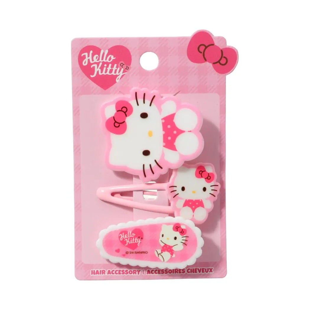Sanrio Characters Pink Collection Hair Accessories Kit (3 Pcs)(Hello Kitty) 1