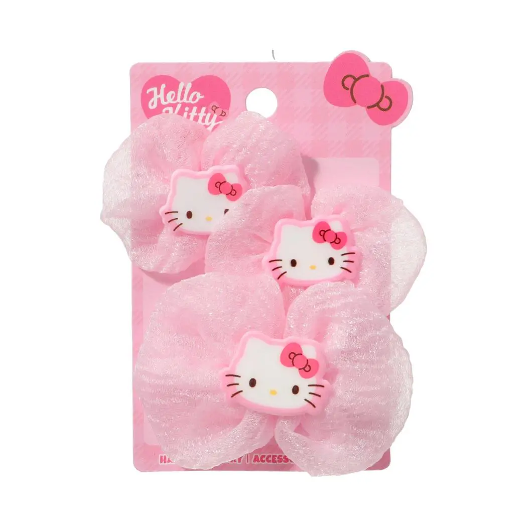 Sanrio Characters Pink Collection Hair Accessories Kit (3 Pcs)(Hello Kitty) 1