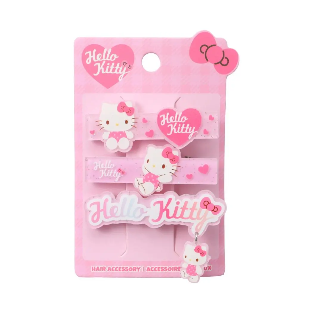 Sanrio Characters Pink Hair Clips (3 Pcs)(Hello Kitty) 1