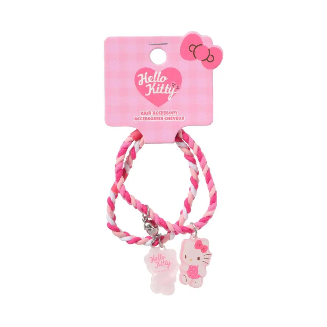 Sanrio Characters Pink Hair Ties (2 Pcs)(Hello Kitty) 1