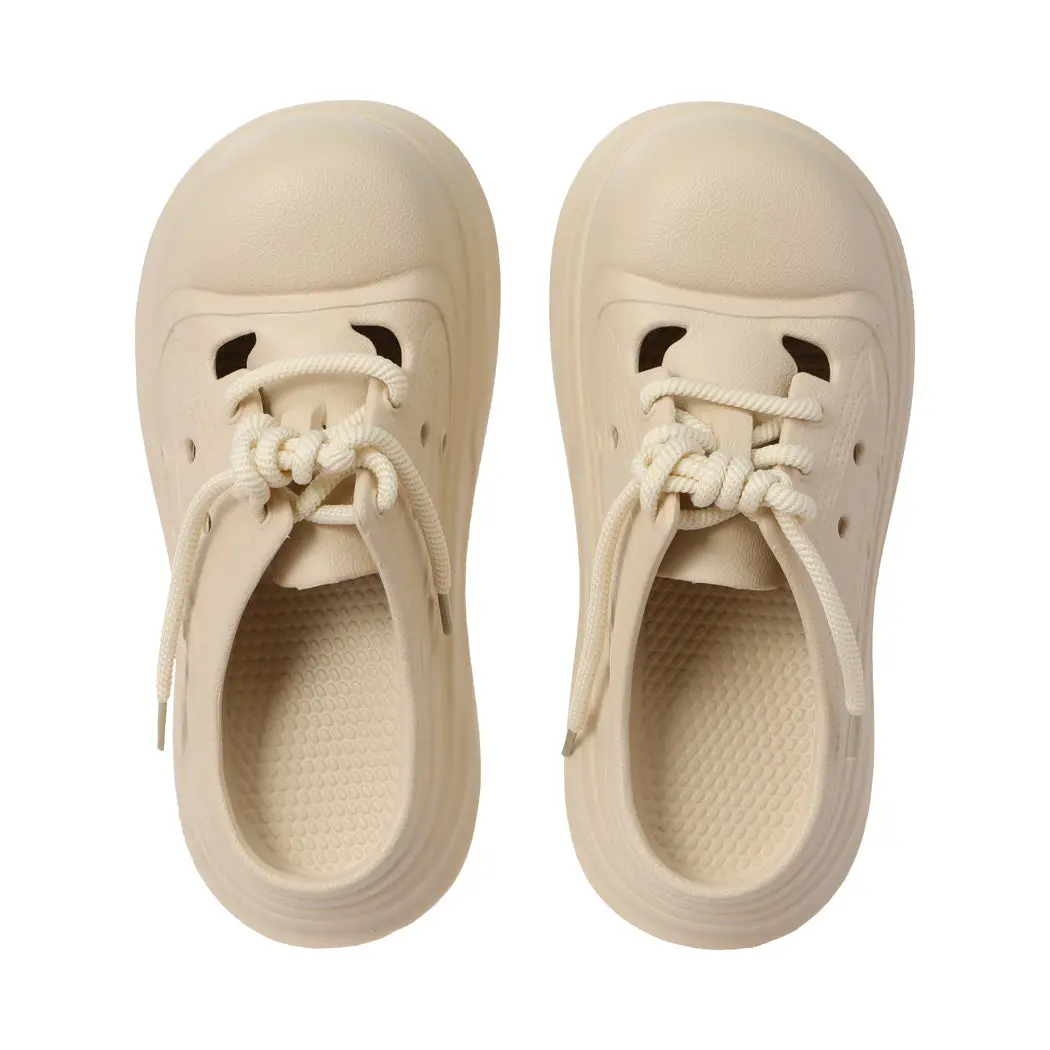 (Beige, 39-40) Women's Lace Up Clogs 1
