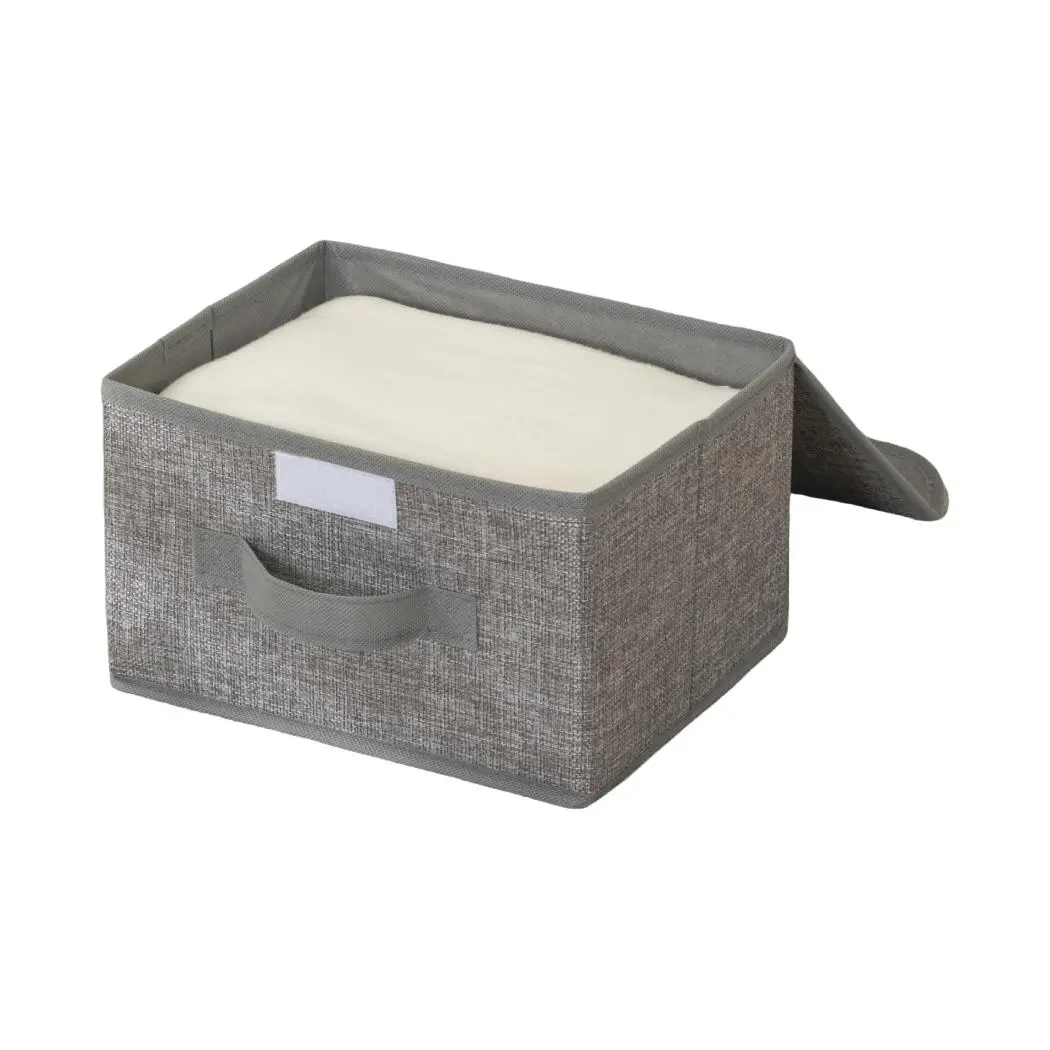Faux Flax Storage Box With Lid (Small)(Gray) 1