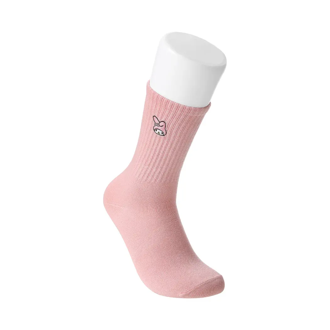 My Melody Plain Color Crew Socks 1