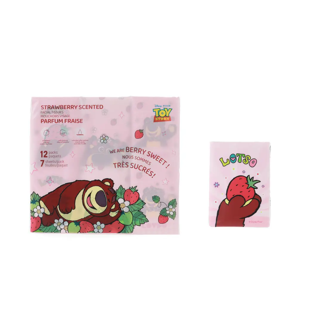 Miniso Lotso Collection Strawberry Scented Facial Tissues (12 Packs) 1