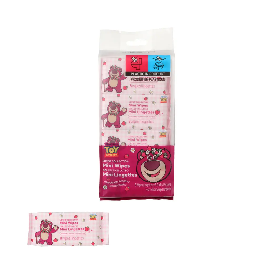 Lotso Collection Mini Wipes Strawberry Scented (8 Wipes×8 Packs) 1