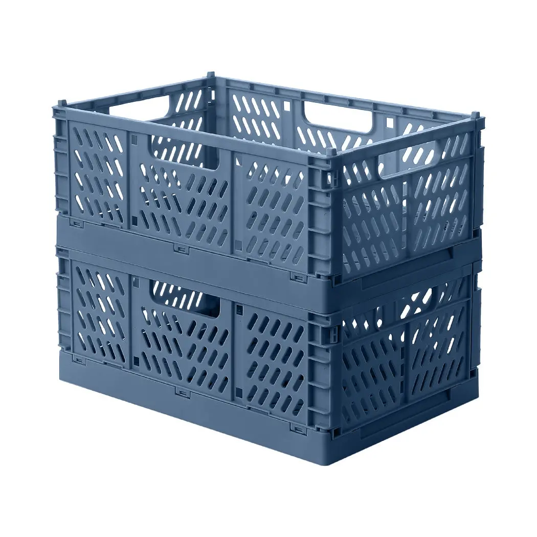 Foldable Storage Basket, M (2 Pcs)(Grayish Blue) 1