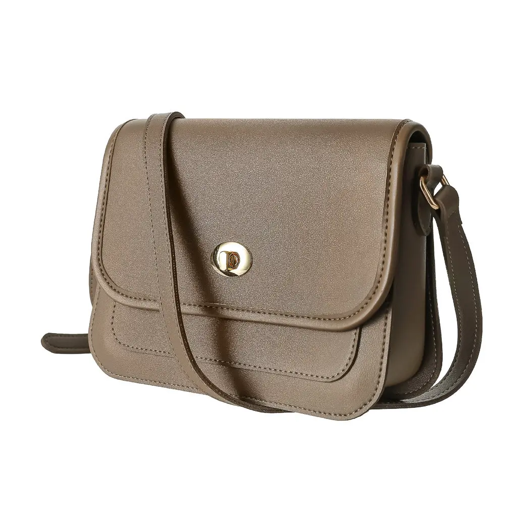 Crossbody Bag With Twist Lock (Brown) 1