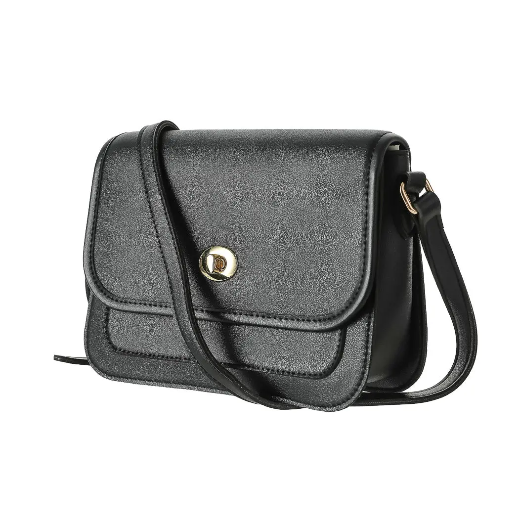 Crossbody Bag With Twist Lock (Black) 1