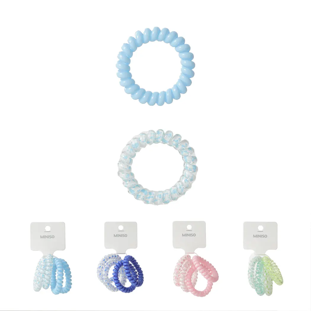 5.0Cm Printed Spiral Hair Tie (4 Pcs) 1