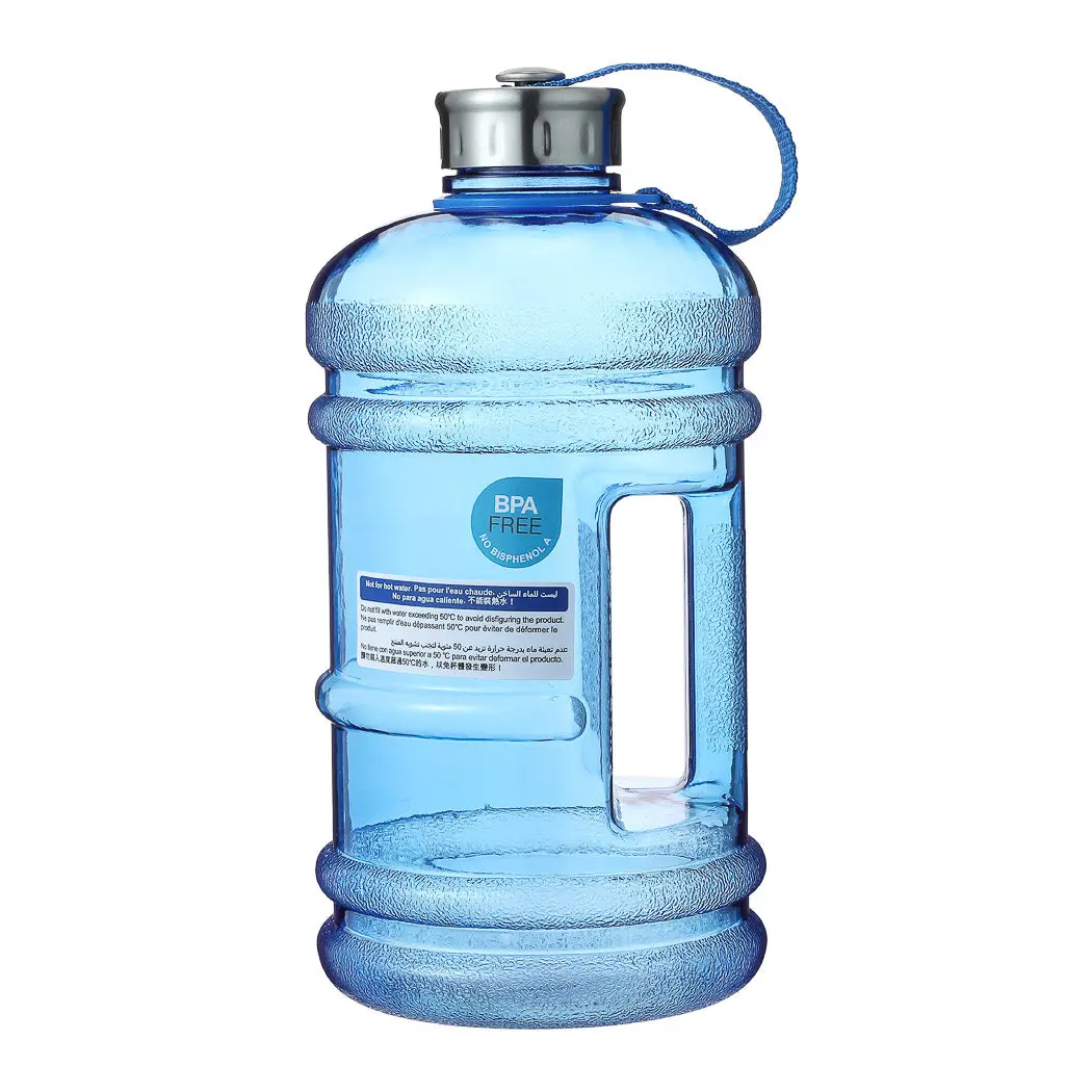 Large Capacity Plastic Cool Water Bottle With Handle And Strap For Sports, 2.2 L(Blue) 1