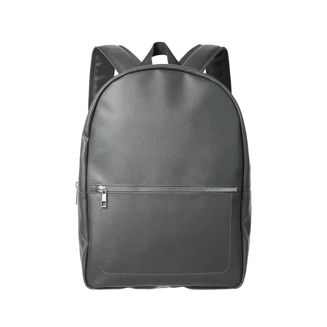 Men's Backpack With Silvery Zipper (Dark Gray) 1