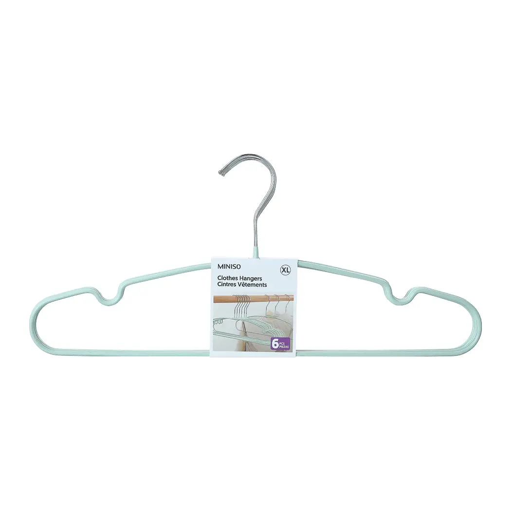 Matte Anti-Slip Clothes Hangers (6 Pcs, Xl)(Mint Green) 1