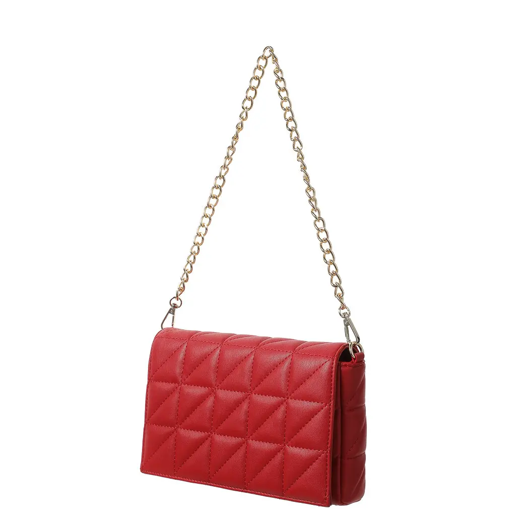 Retro Soft Rectangle Shoulder Bag With Flap Top (Red） 1