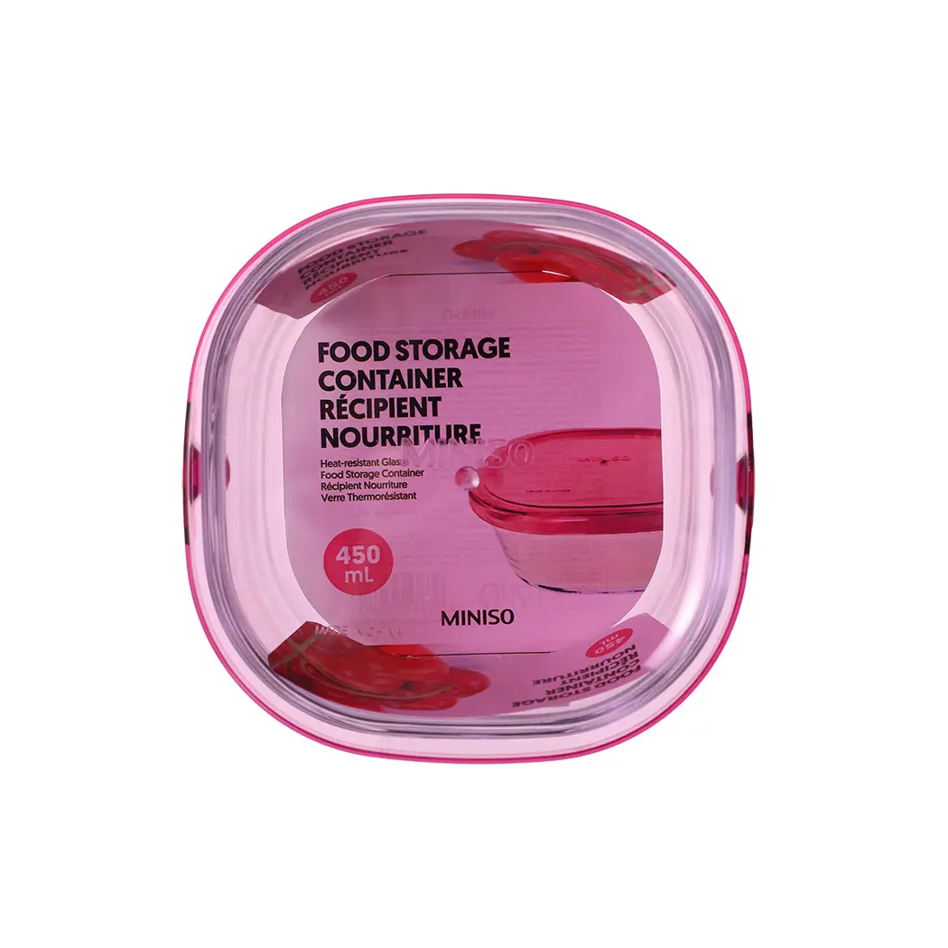 Heat-Resistant Glass Food Storage Container (450Ml)(Rose Red) 1
