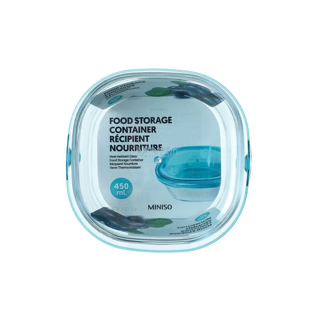 Heat-Resistant Glass Food Storage Container (450Ml)(Blue) 1