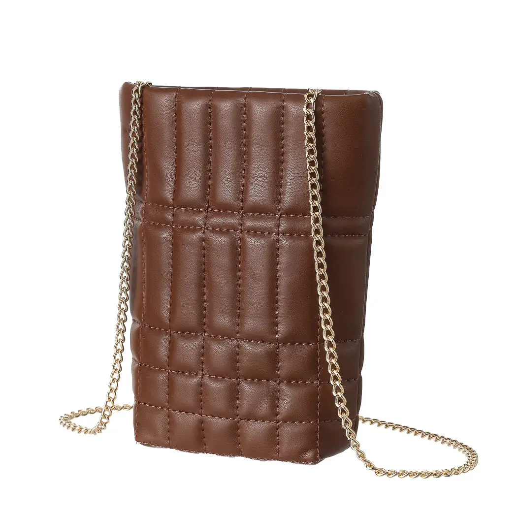Retro Crossbody Cellphone Bag With Chain Strap (Khaki) 1