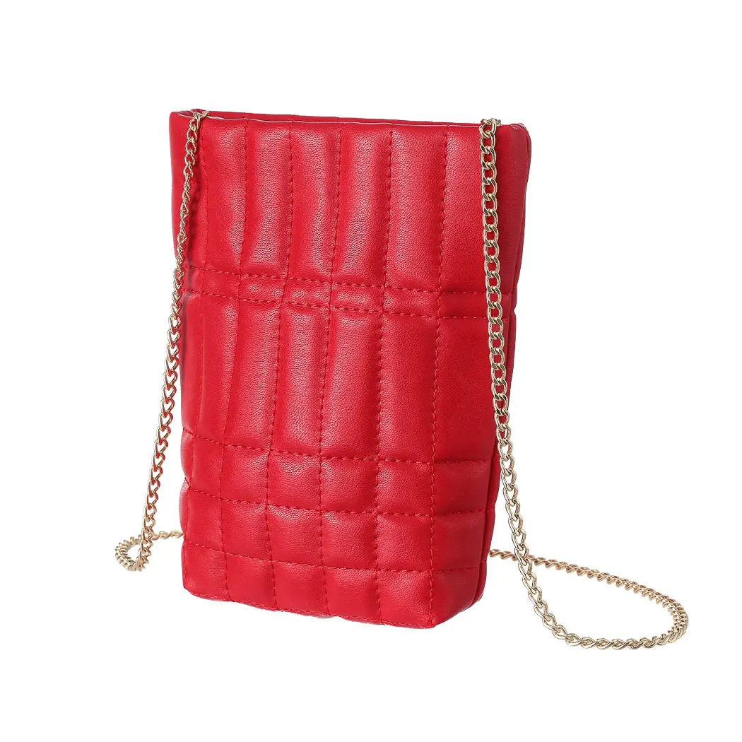 Retro Crossbody Cellphone Bag With Chain Strap (Red) 1