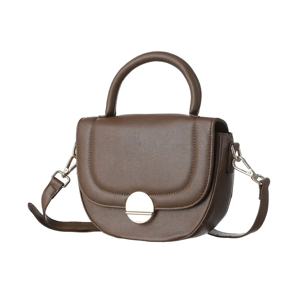 Retro Detachable Half Moon Crossbody Handbag With Flap (Khaki) 1