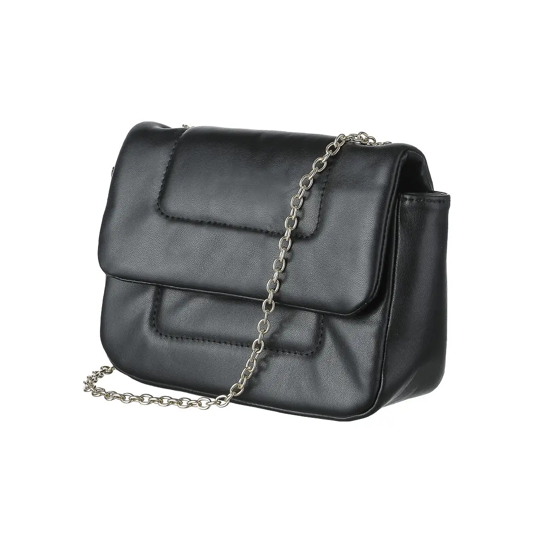 Quilted Crossbody Bag With Flap And Chain(Black) 1