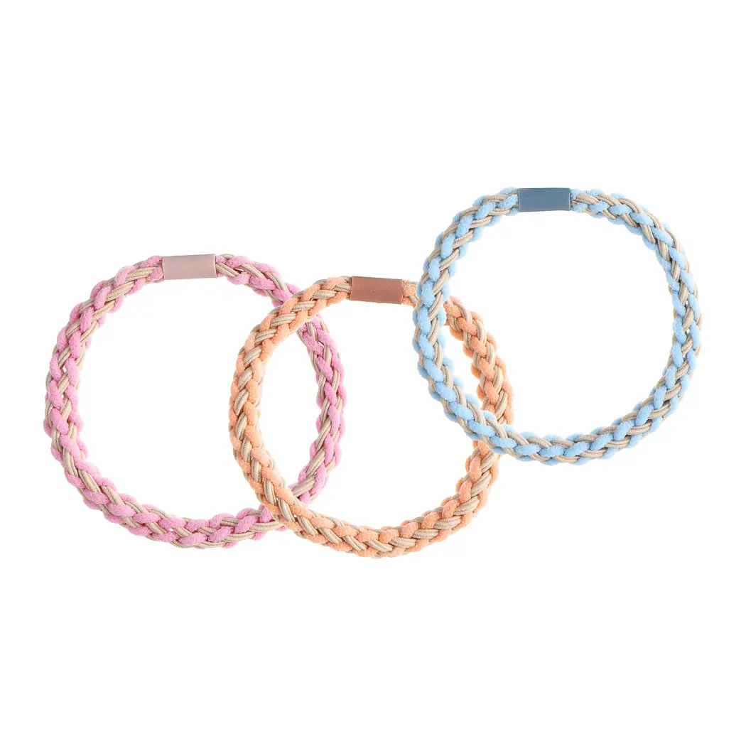Braided Hair Tie (3 Pcs, Brown & Yellow) 1