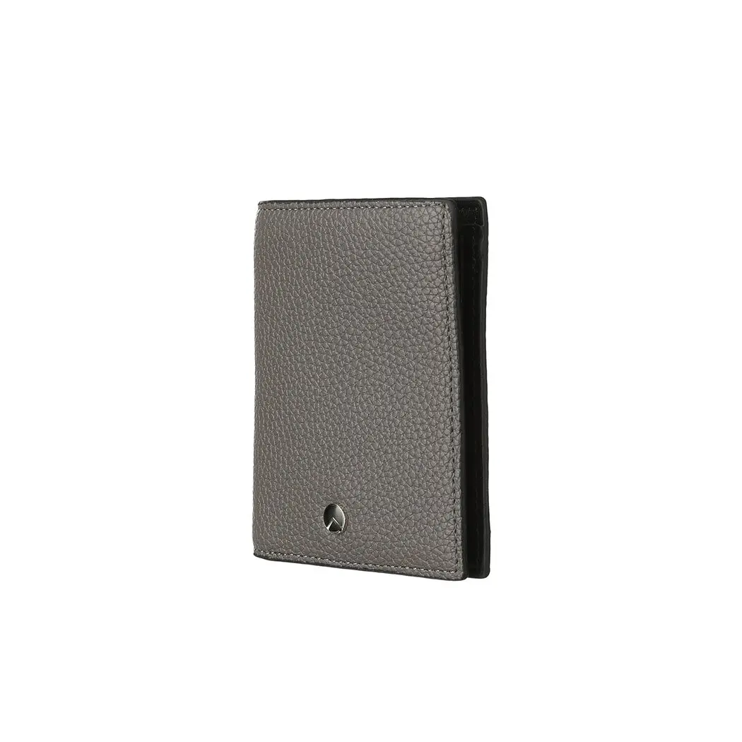 Men's Litchi Texture Vertical Soft Wallet(Gray) 1