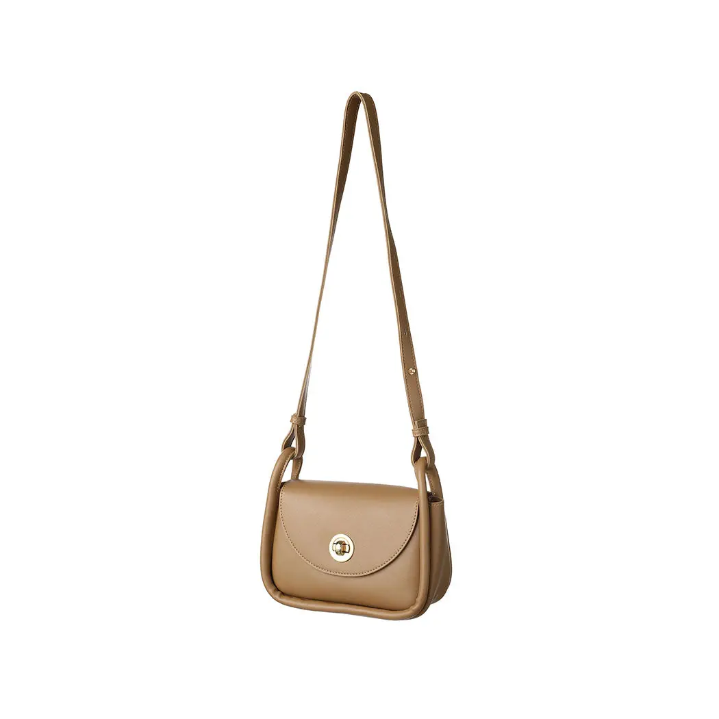 Retro Locking Crossbody Bag With Flap(Apricot) 1