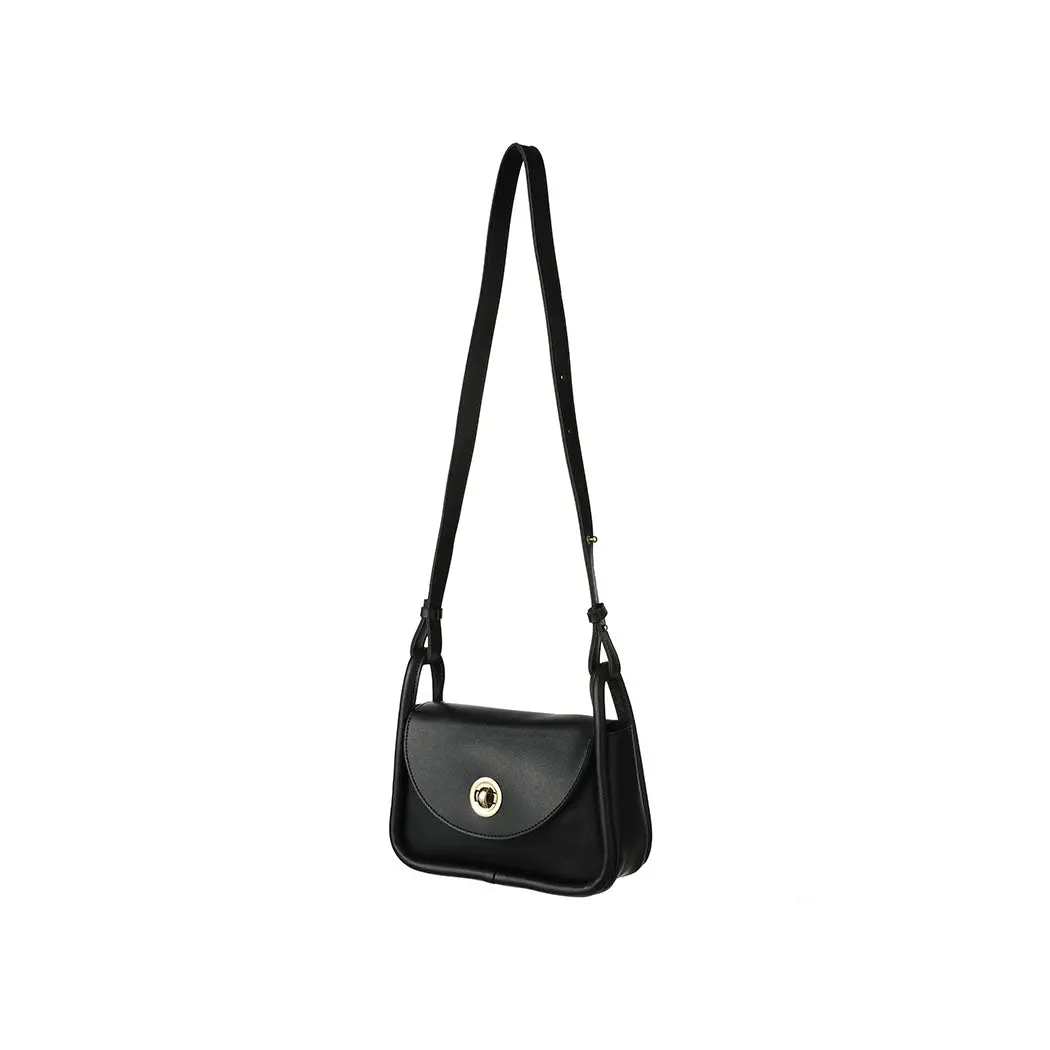 Retro Locking Crossbody Bag With Flap(Black) 1