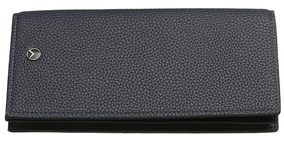 Men's Litchi Texture Long Soft Wallet(Navy Blue) 1