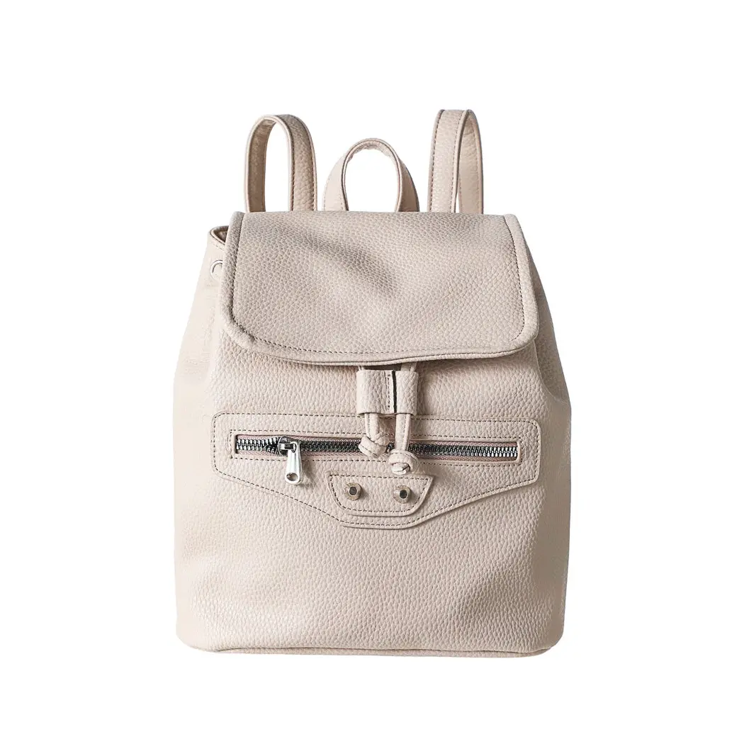 Litchi Grain Solid Color Backpack(White) 1