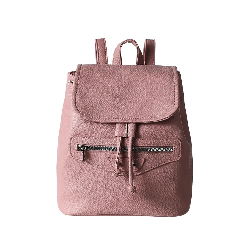 Litchi Grain Solid Color Backpack(Pink) 1