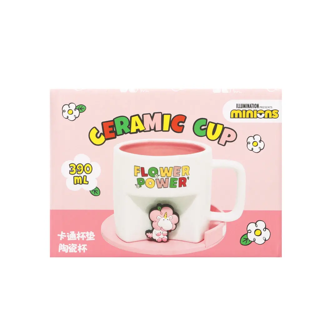 Daisy Minions Collection Ceramic Cup With Cartoon Coaster (390Ml) (Pink) 1