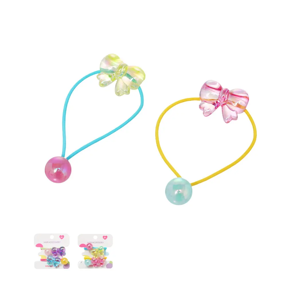 Bowknot Jelly Bead Hair Ties (2 Pcs) 1