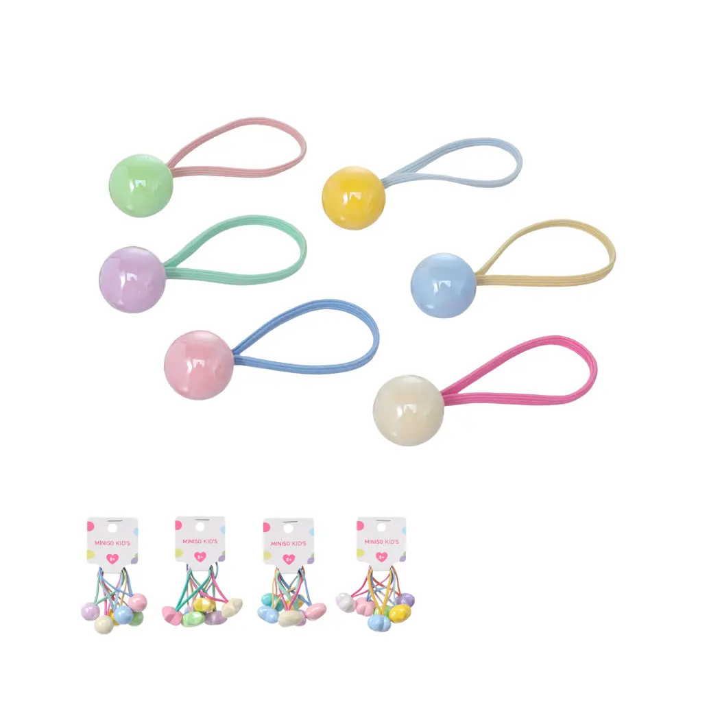 Solid Color Bead Hair Ties (6 Pcs) 1