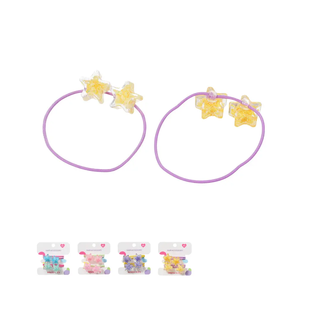 Shiny Pink Star Hair Ties (2 Pcs) 1