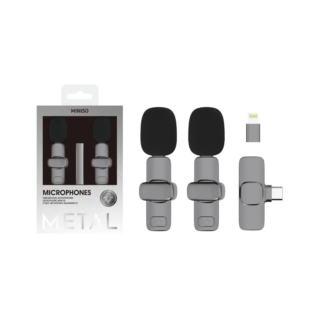 Mini Wireless Dual Microphones For Phones Model: Sw-Mcw05(Dark Gray) 1