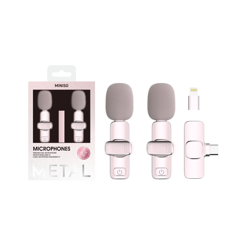 Mini Wireless Dual Microphones For Phones Model: Sw-Mcw05(Pink) 1