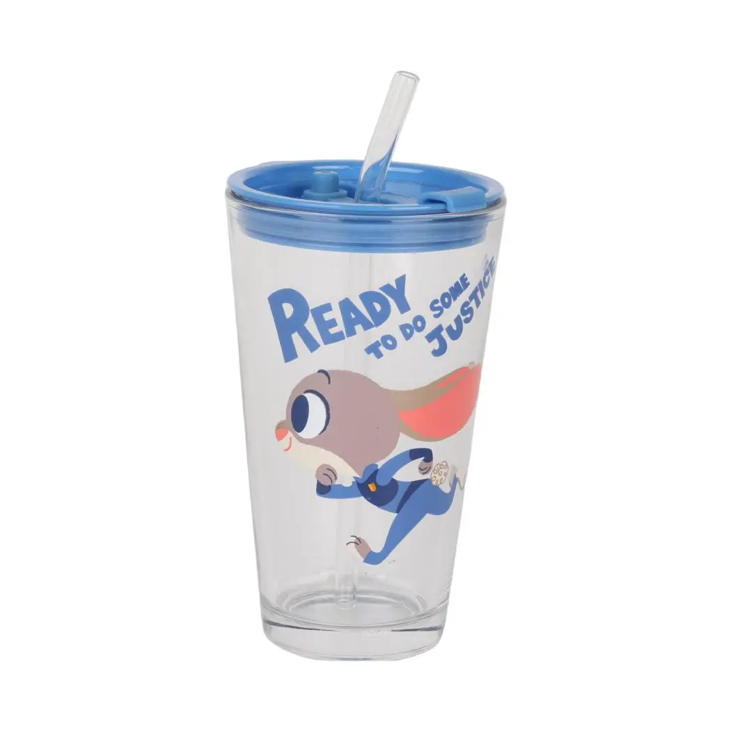 Disney Zootopia Collection Glass Cup With Straw 430Ml(Judy) 1