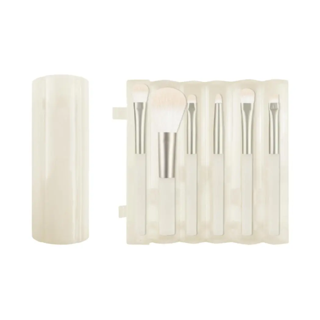 Portable Series Makeup Brush 6-Piece Set With Cylinder Holder (Warm Beige) 1