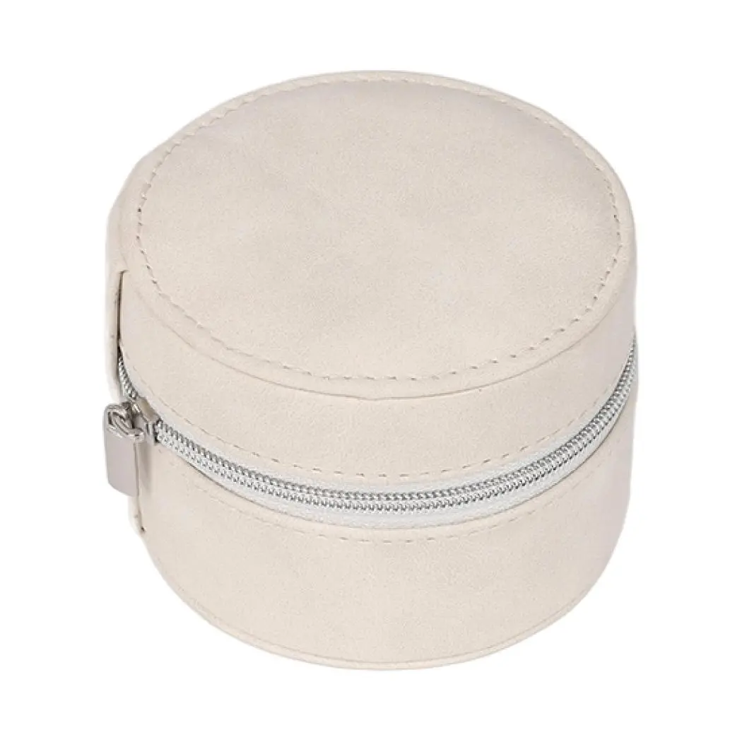 Suede Collection Single-Layer Round Jewel Case (Creamy) 1