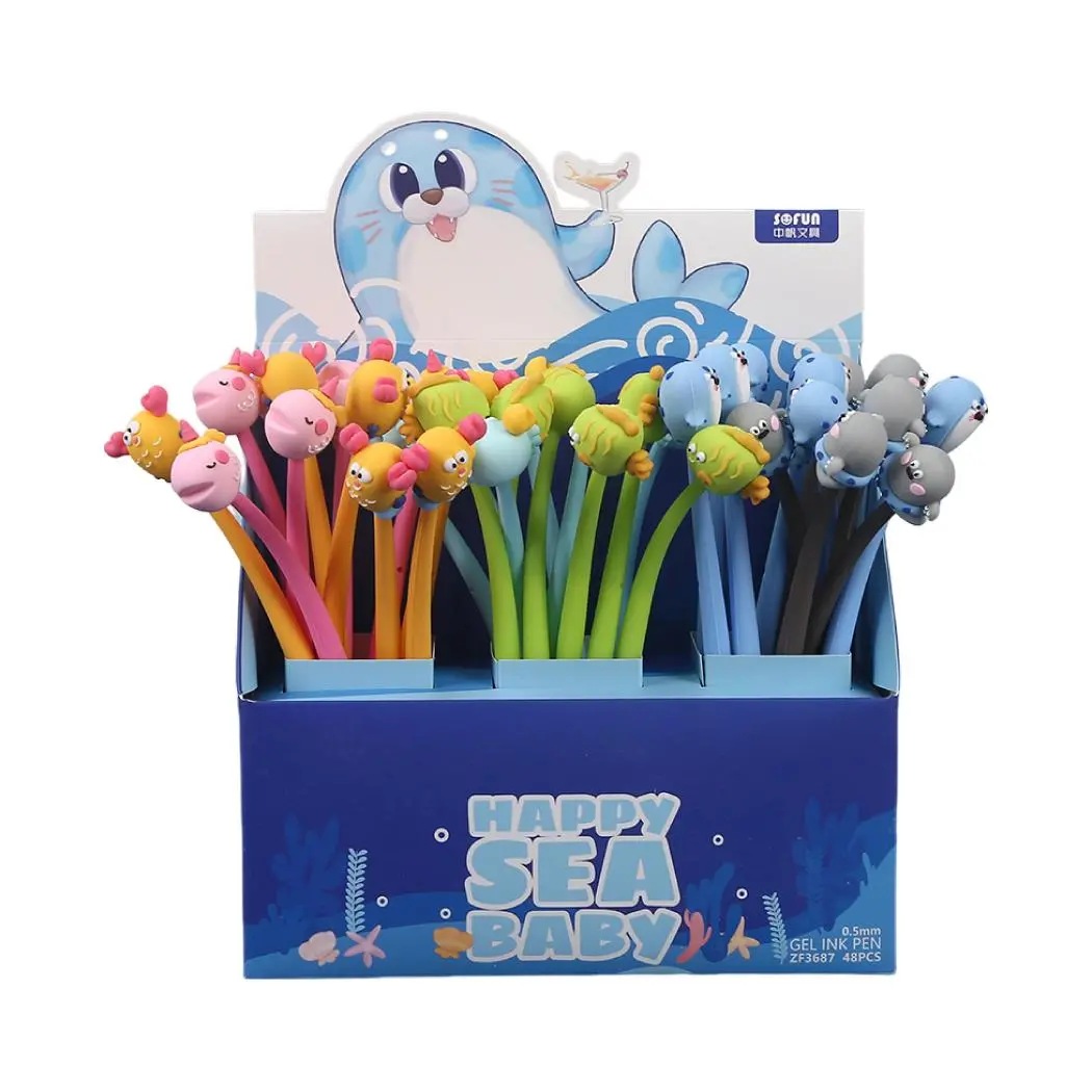 Dundun Ocean Collection Figure Shaking Gel Pen (0.5Mm, Black) (6 Assorted Models) (Pdq) 1