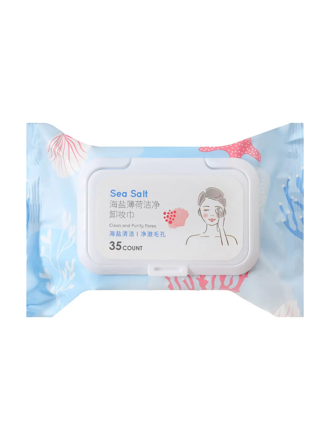 Sea Salt Mint Makeup Remover Wipes (35 Wipes) 1