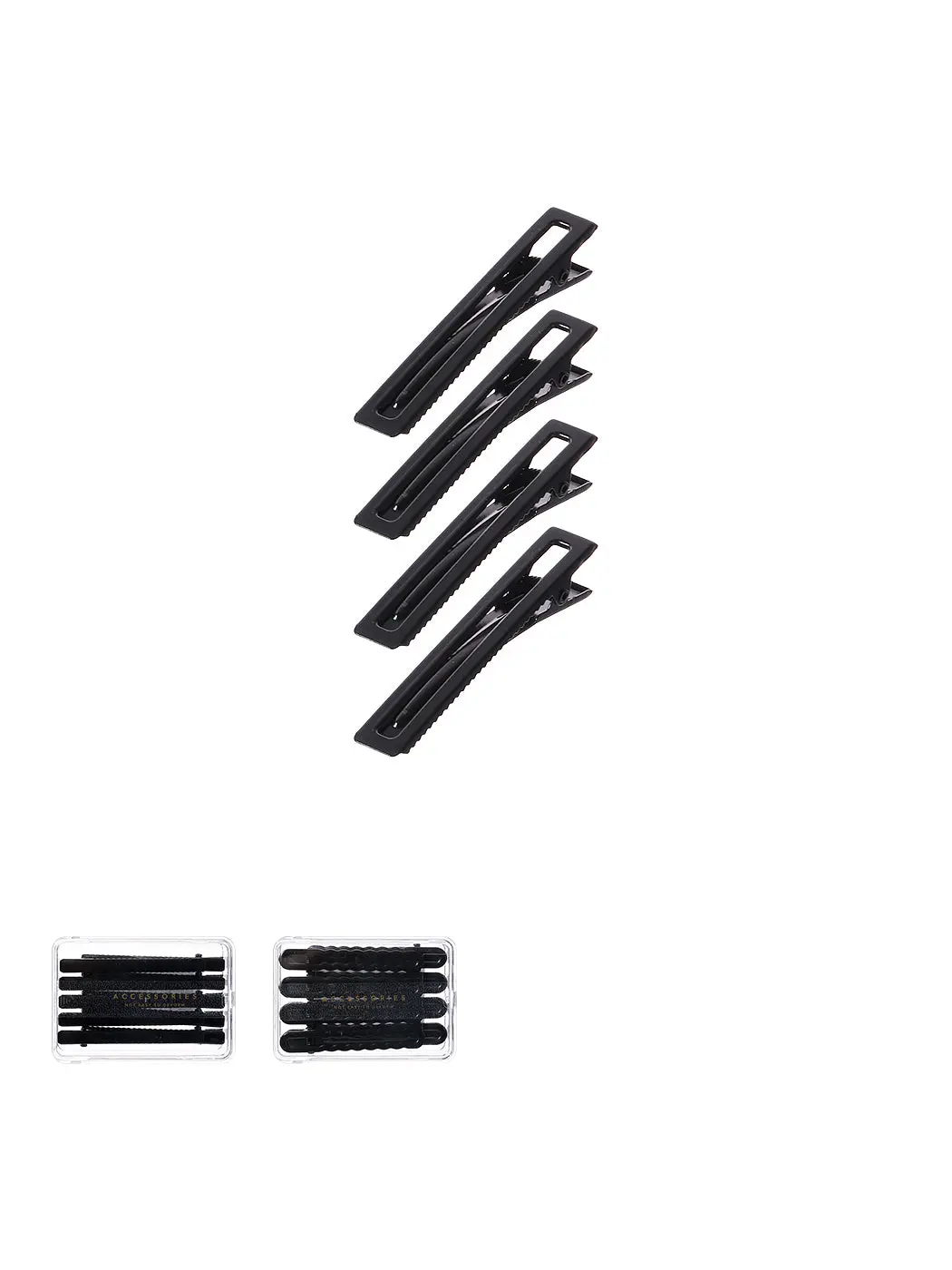 6Cm Black Rectangular Hollowed Hair Clip 8Pcs 1