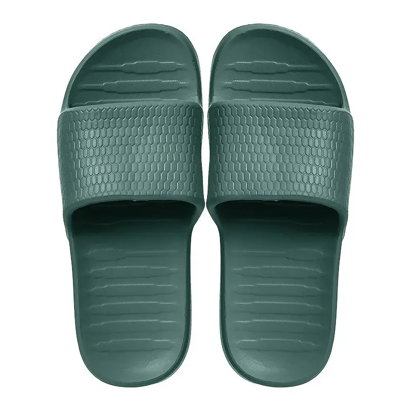 (Olive Green,43-44) Men's Honeycomb Pattern Soft Sole Bathroom Slippers 1