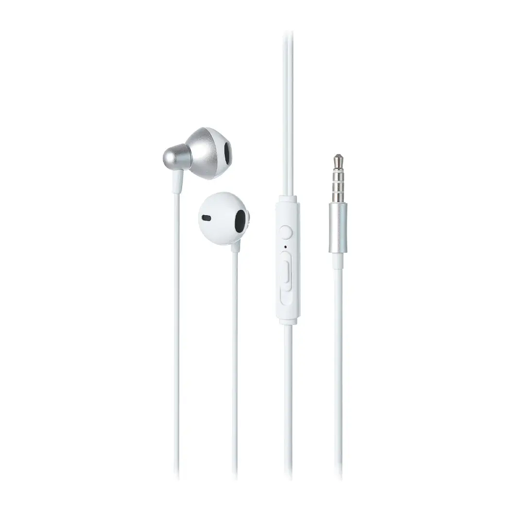 3.5Mm Metal Half-In-Ear Earphones (White) 1