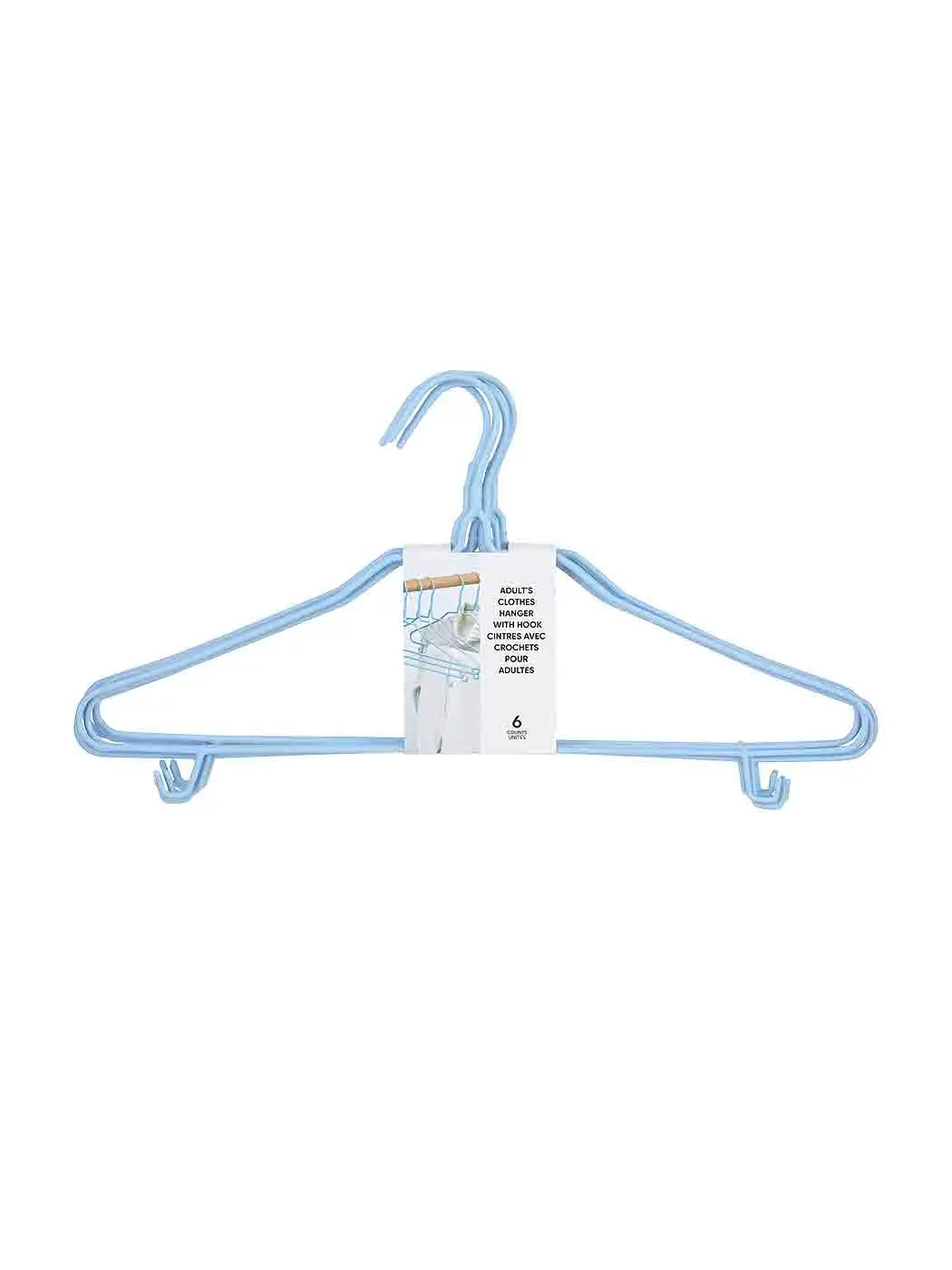 Adult's Clothes Hanger With Hook 6Pcs(Blue) 1